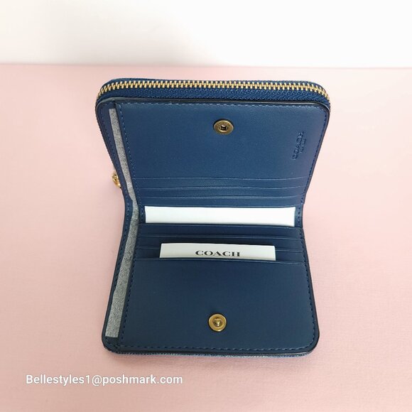 COACH Billfold Small Wallet in Denim Fabric-Deep Blue color ⭐ - Picture 12 of 16